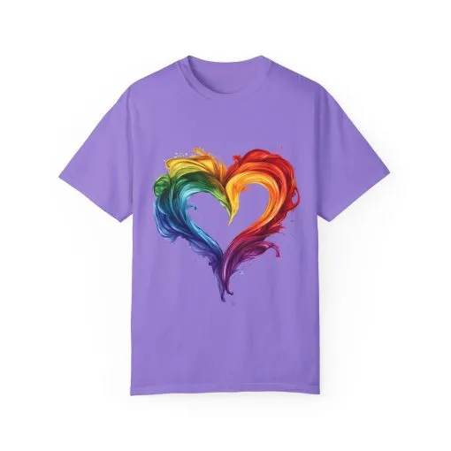 Pride Heart Unisex Garment-Dyed T-shirt - Colorful Rainbow Design for LGBTQ+ Celebration - Image 33