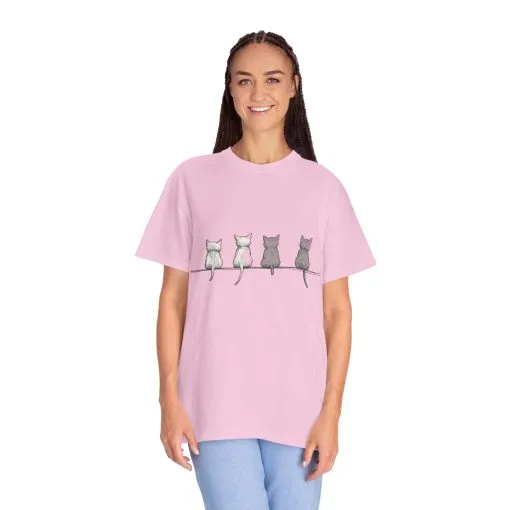 Cute Cat Sitting T-Shirt - Unisex Garment-Dyed Tee for Cat Lovers - Image 24