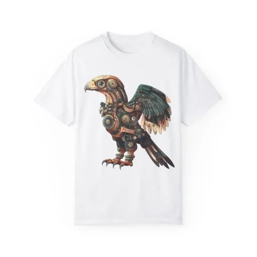 Steampunk Mechanical Bird Unisex Garment-Dyed T-Shirt - Image 2