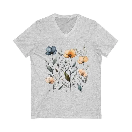 Floral V-Neck Tee for Women – Casual Elegance - Image 3