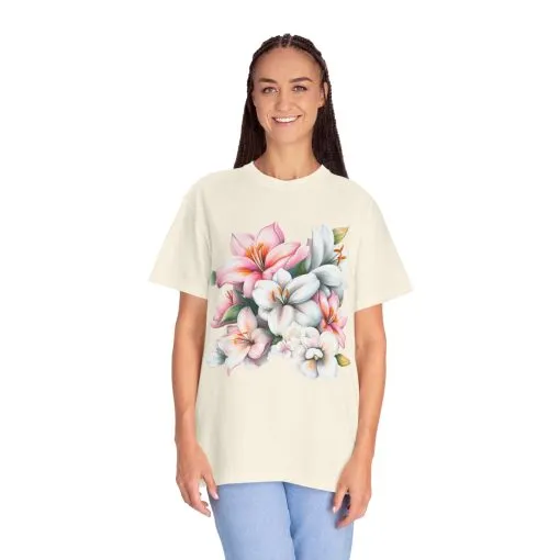Floral Elegance Unisex Garment-Dyed T-Shirt - Perfect for Spring Celebrations - Image 11