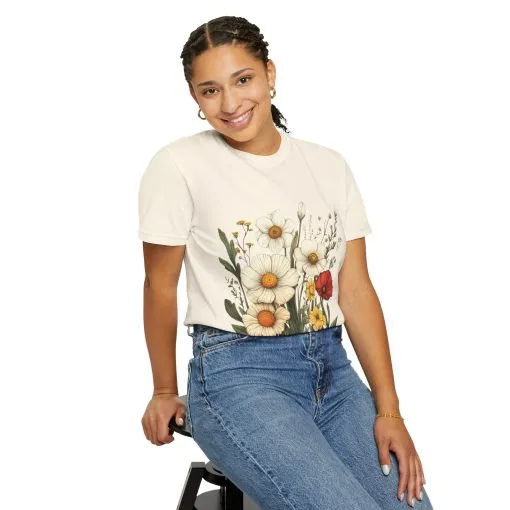 Floral Garden Unisex T-Shirt - Vintage Style Flower Design - Image 12