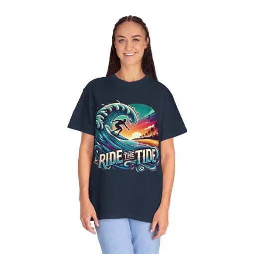 Ride the Tide Unisex Garment-Dyed T-shirt - Surfing Inspired Graphic Tee - Image 36