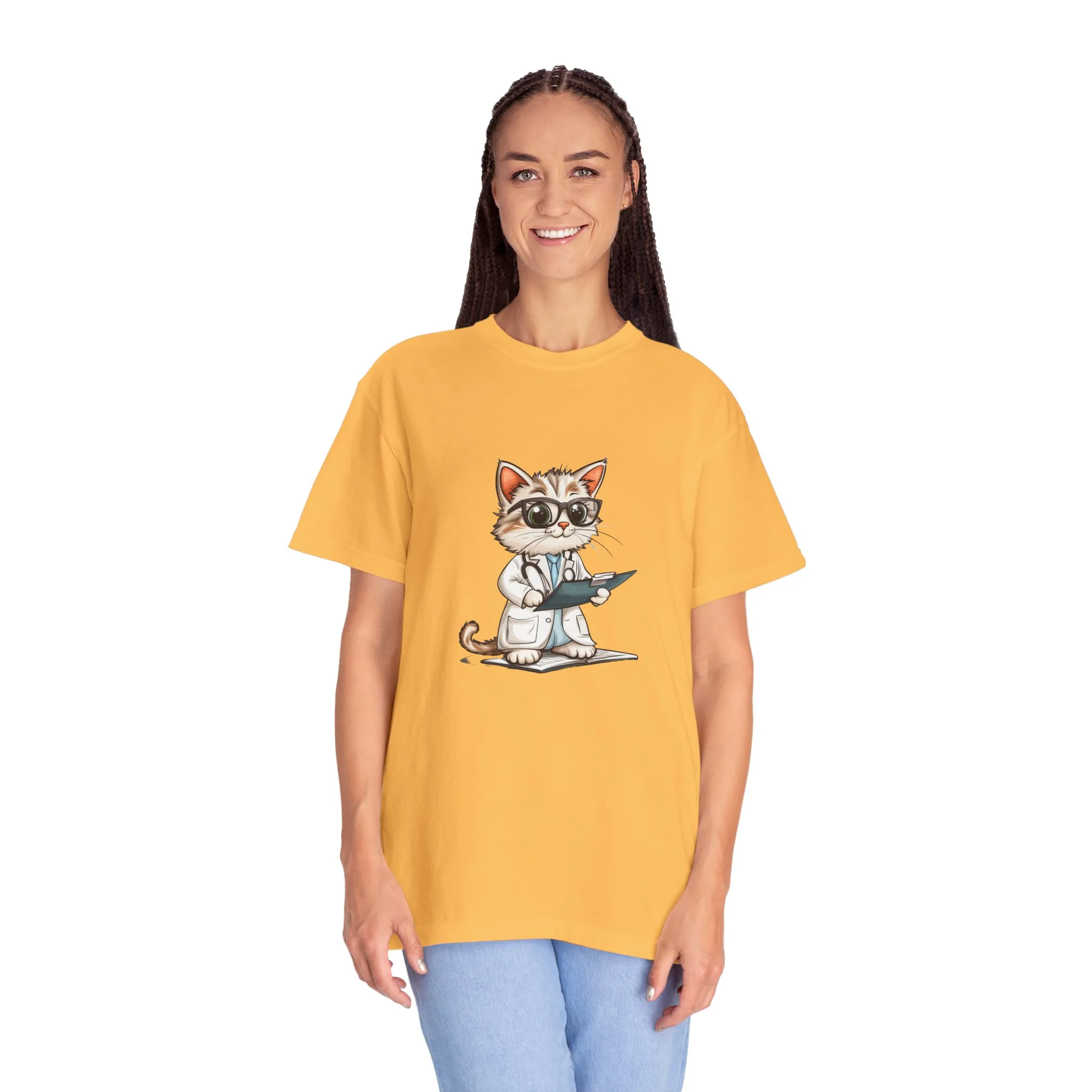 Funny Cat Doctor Unisex Garment-Dyed T-Shirt - Image 27