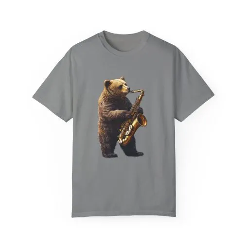 Jazz Bear Unisex Garment-Dyed T-Shirt - Image 25