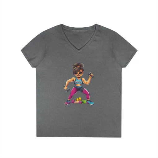 Empowered Fitness Ladies' V-Neck T-Shirt - Motivational Workout Tee - Image 5