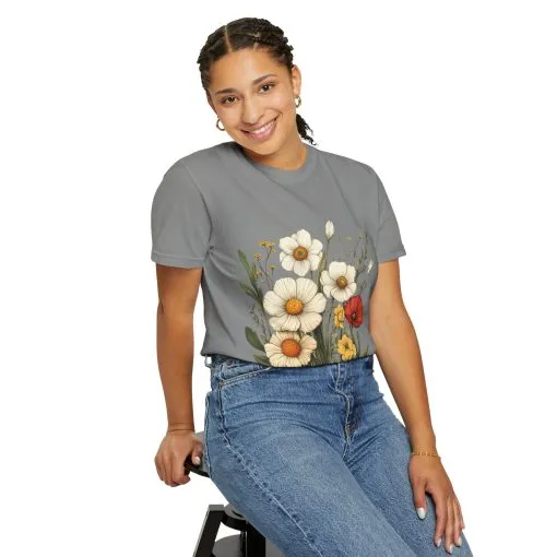 Floral Garden Unisex T-Shirt - Vintage Style Flower Design - Image 24