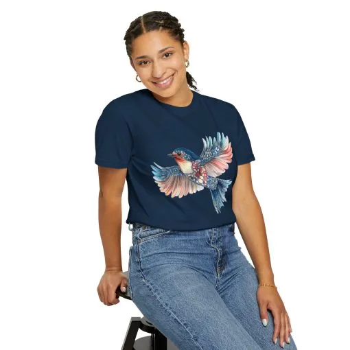 Colorful Bird Art Unisex T-Shirt - Nature-Inspired Garment-Dyed Tee - Image 32
