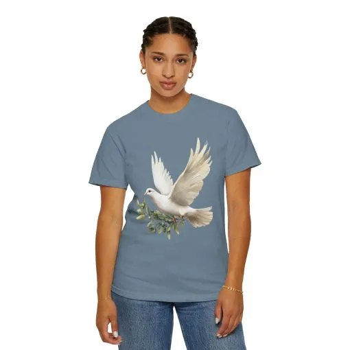 Serene Dove Unisex Garment-Dyed T-Shirt - Peaceful Nature Design - Image 26