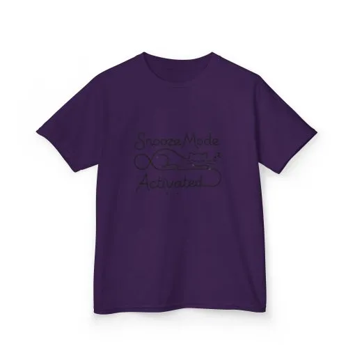 Kids 'Snooze Mode Activated' Heavy Cotton Tee - Fun Sleepy T-Shirt for Boys and Girls - Image 46