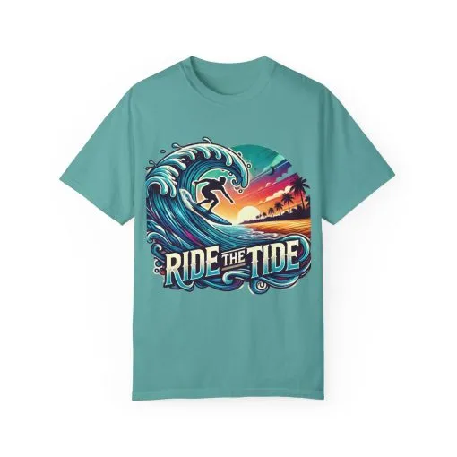 Ride the Tide Unisex Garment-Dyed T-shirt - Surfing Inspired Graphic Tee - Image 13