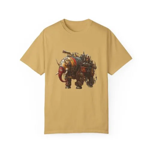 Vintage Steampunk Elephant T-Shirt - Unisex Garment-Dyed Tee - Image 5