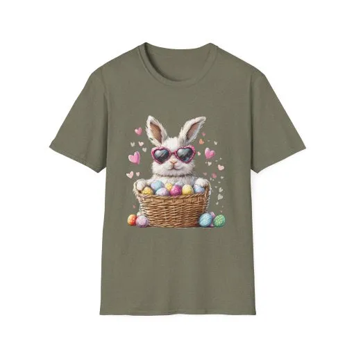 Cute Bunny Easter T-Shirt - Unisex Softstyle Tee with Colorful Egg Design - Image 26