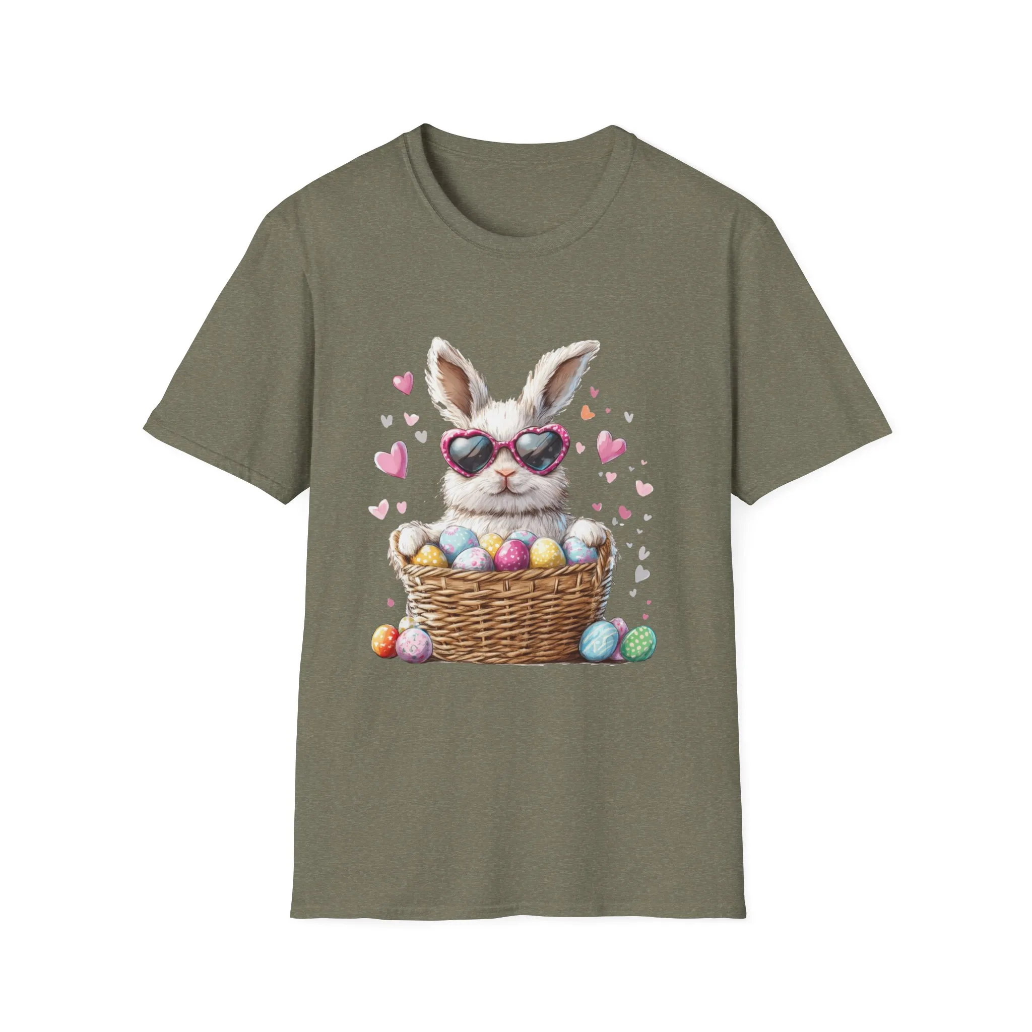 Cute Bunny Easter T-Shirt - Unisex Softstyle Tee with Colorful Egg Design - Image 26