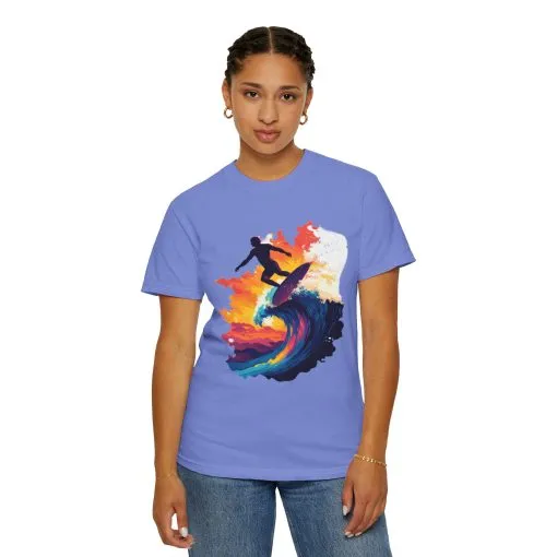 Surfing Sunset Unisex Garment-Dyed T-Shirt - Image 4