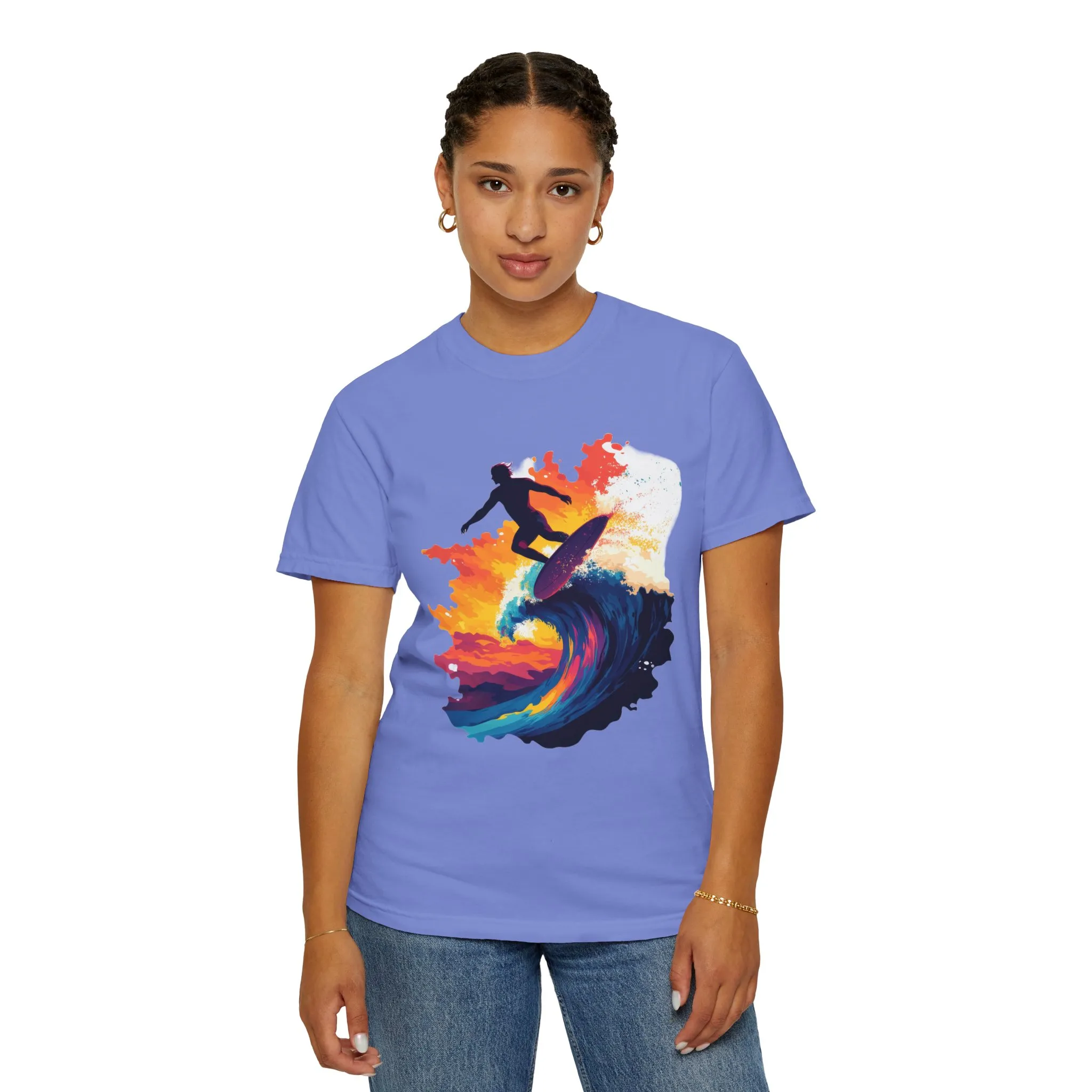 Surfing Sunset Unisex Garment-Dyed T-Shirt - Image 4