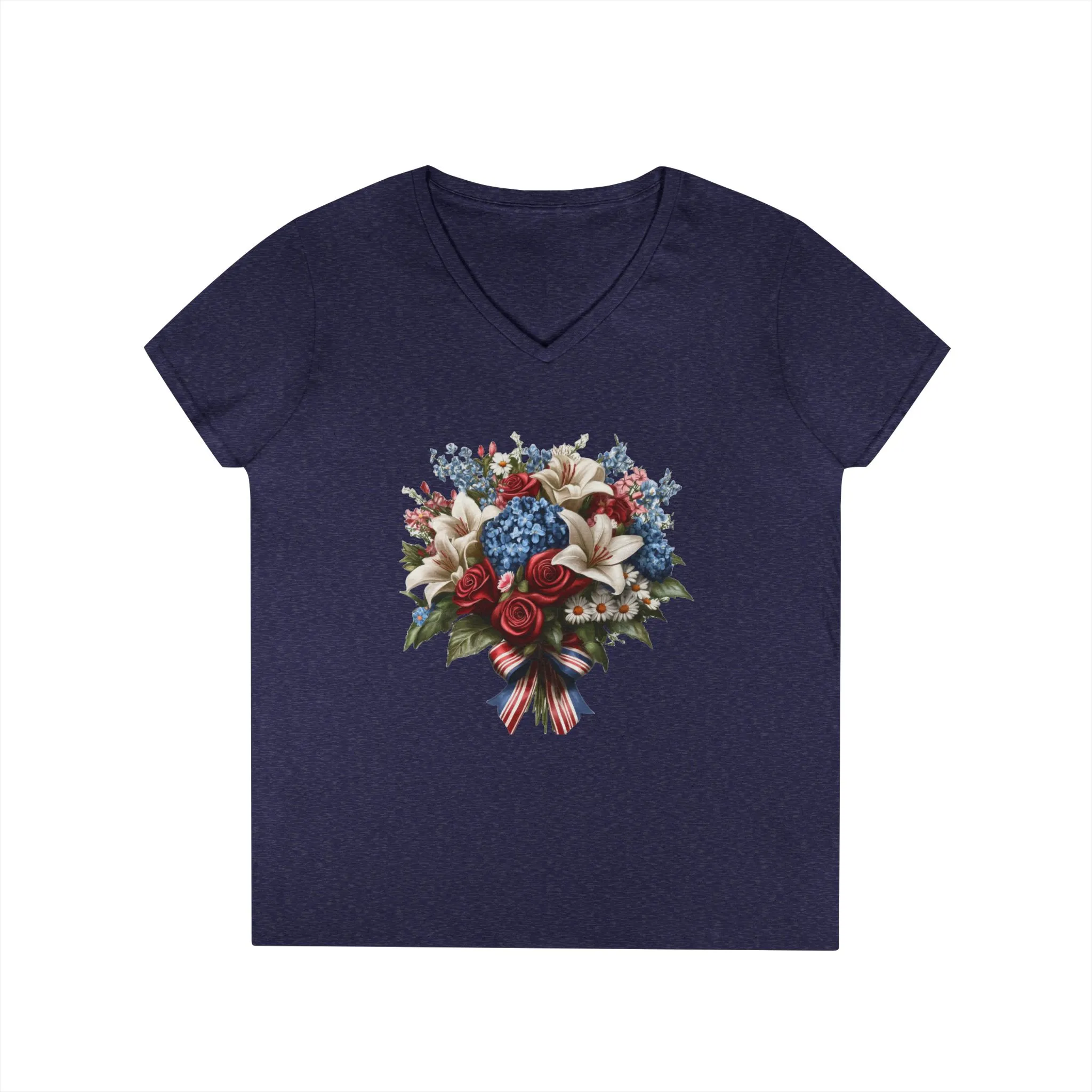 Floral Bouquet Ladies' V-Neck T-Shirt - Perfect for Spring Celebrations - Image 13