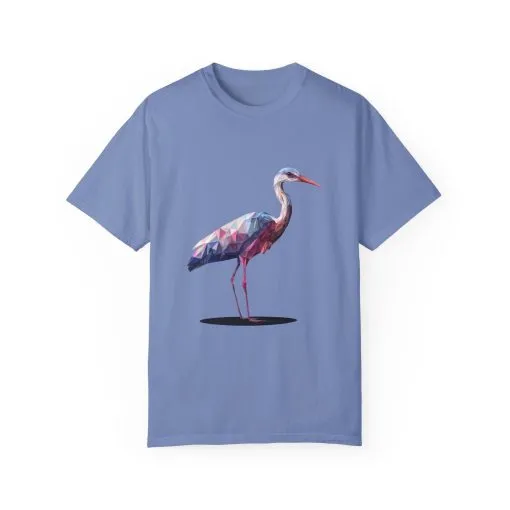 Geo Crane Unisex Garment-Dyed T-Shirt – Stylish Bird Graphic Tee for Nature Lovers - Image 16