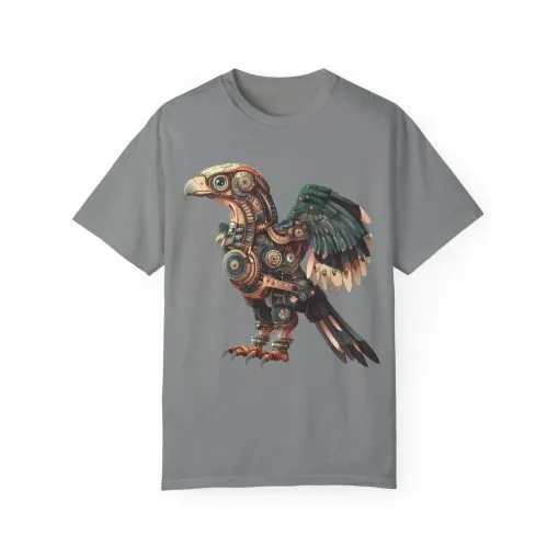 Steampunk Mechanical Bird Unisex Garment-Dyed T-Shirt - Image 37