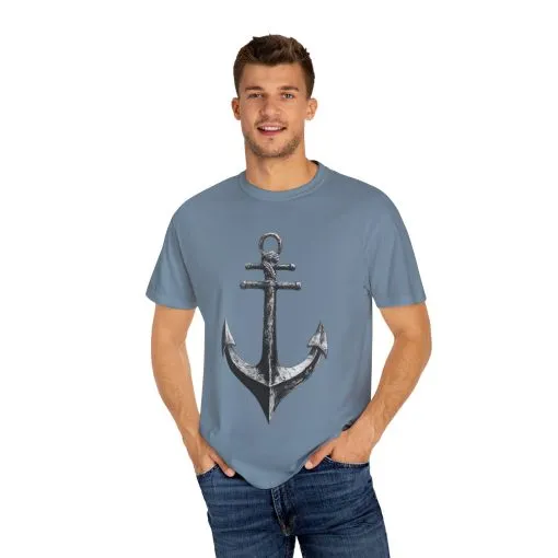 Nautical Anchor Unisex Garment-Dyed T-shirt | Casual Marine Style Wear - Image 35