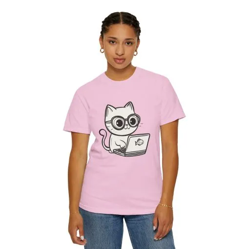 Cute Cat Gamer Unisex Garment-Dyed T-Shirt - Image 40