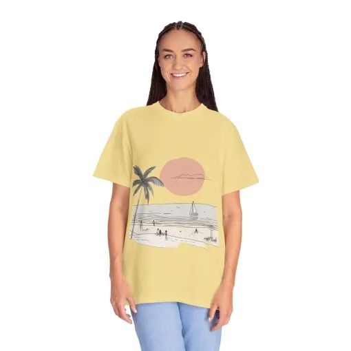 Sunset Beach Vibe Unisex Garment-Dyed T-Shirt - Image 15