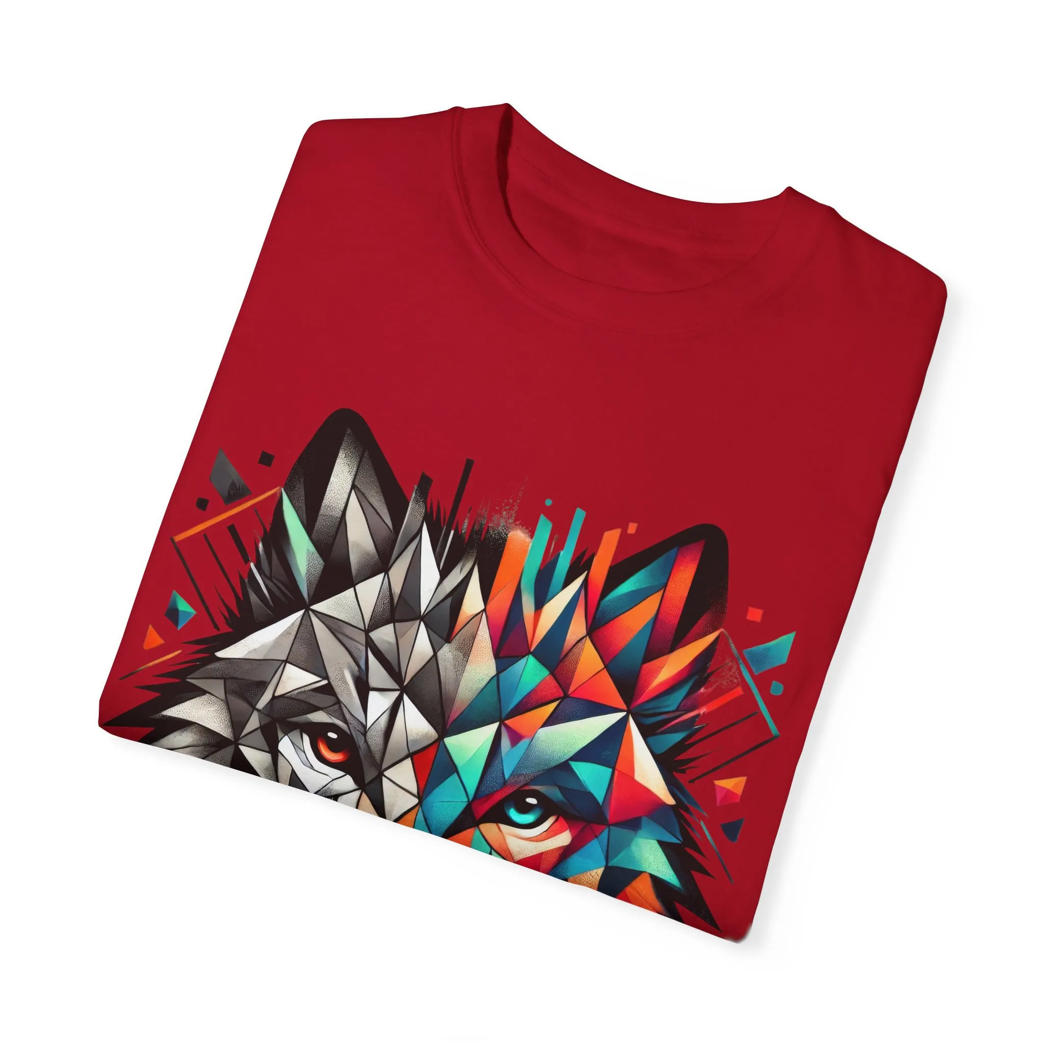 Vibrant Wolf Design Unisex Garment-Dyed T-Shirt - Colorful Art Tee - Image 33