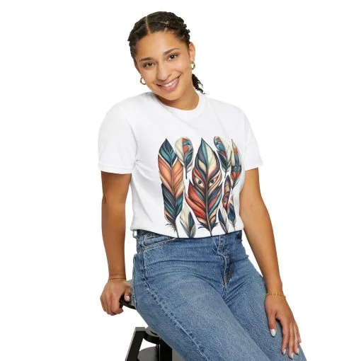 Bohemian Feathers Unisex T-Shirt - Artistic Nature Design - Image 5