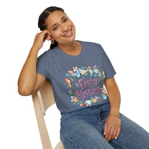 Easter Blessings Unisex Softstyle T-Shirt – Spring Floral Design - Image 40