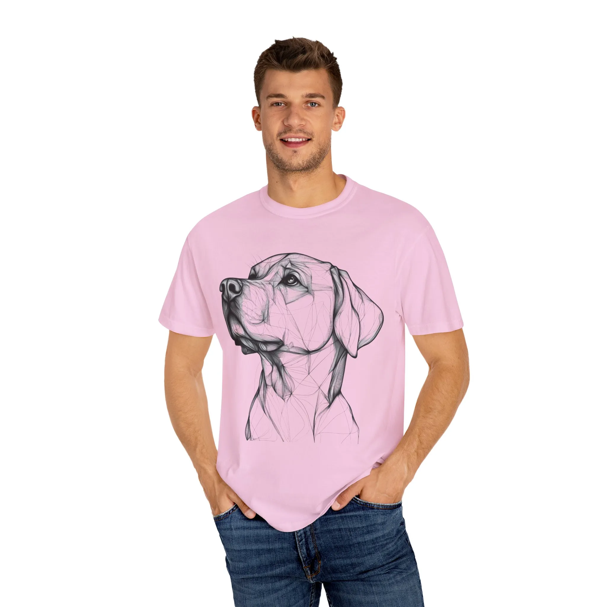 Stylish Dog Portrait Unisex Garment-Dyed T-Shirt - Image 23