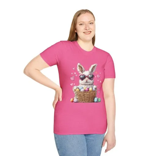 Cute Bunny Easter T-Shirt - Unisex Softstyle Tee with Colorful Egg Design - Image 59