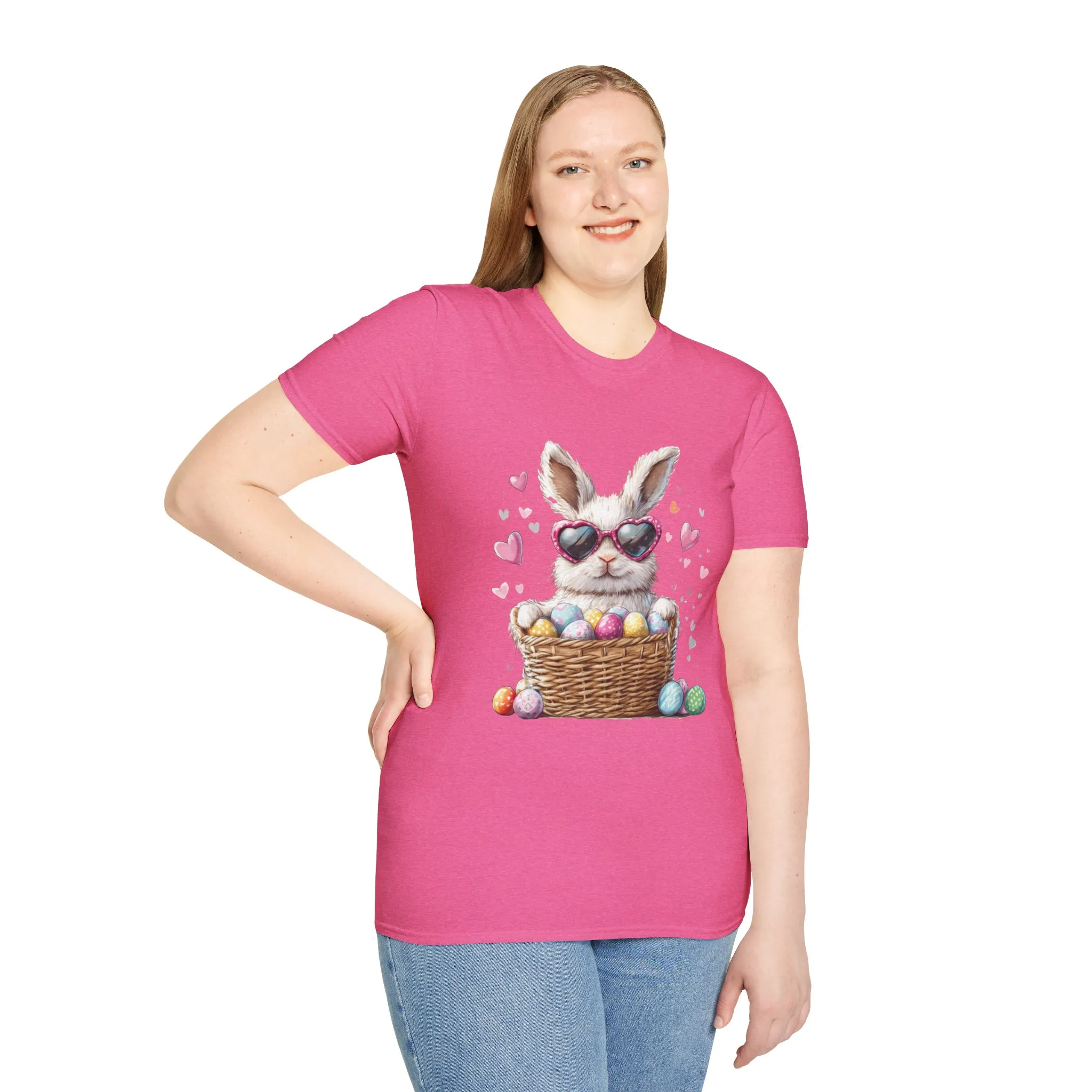 Cute Bunny Easter T-Shirt - Unisex Softstyle Tee with Colorful Egg Design - Image 59