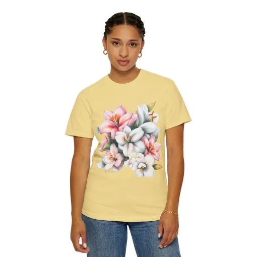 Floral Elegance Unisex Garment-Dyed T-Shirt - Perfect for Spring Celebrations - Image 20