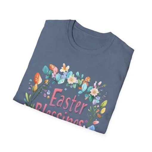 Easter Blessings Unisex Softstyle T-Shirt – Spring Floral Design - Image 38