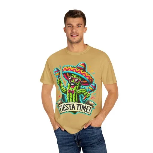 Fiesta Time Cactus T-Shirt - Unisex Garment-Dyed Tee for Celebration Lovers - Image 11