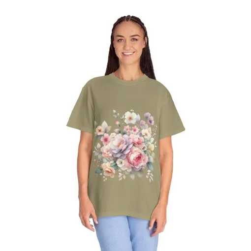 Floral Bliss Unisex Garment-Dyed T-Shirt – Perfect for Spring Celebrations and Everyday Wear - Image 19