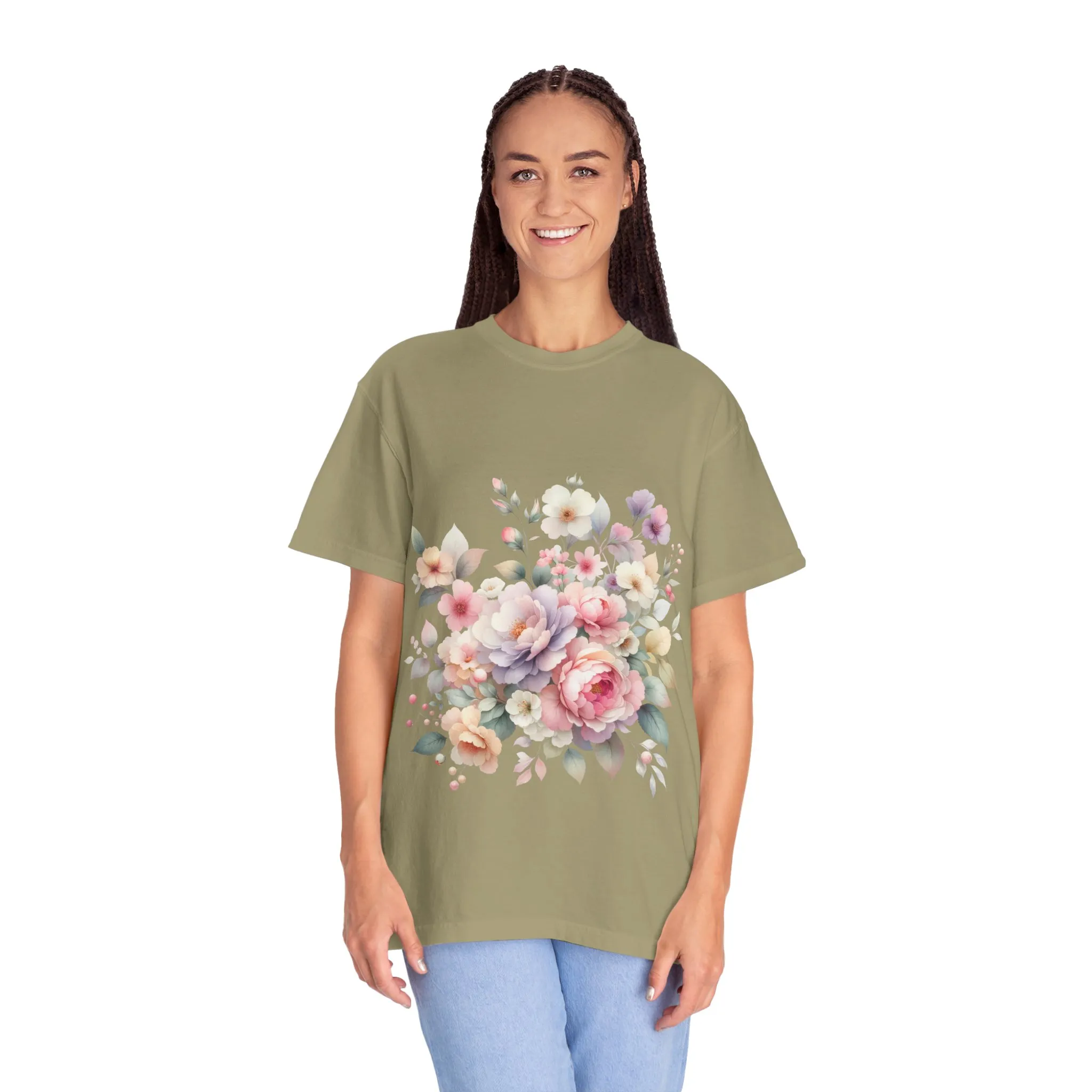 Floral Bliss Women's Garment-Dyed T-Shirt – Perfect for Spring Celebrations and Everyday Wear - Image 19