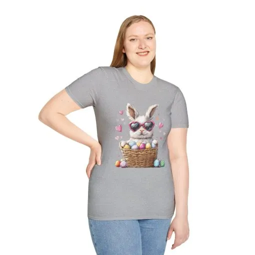 Cute Bunny Easter T-Shirt - Unisex Softstyle Tee with Colorful Egg Design - Image 19