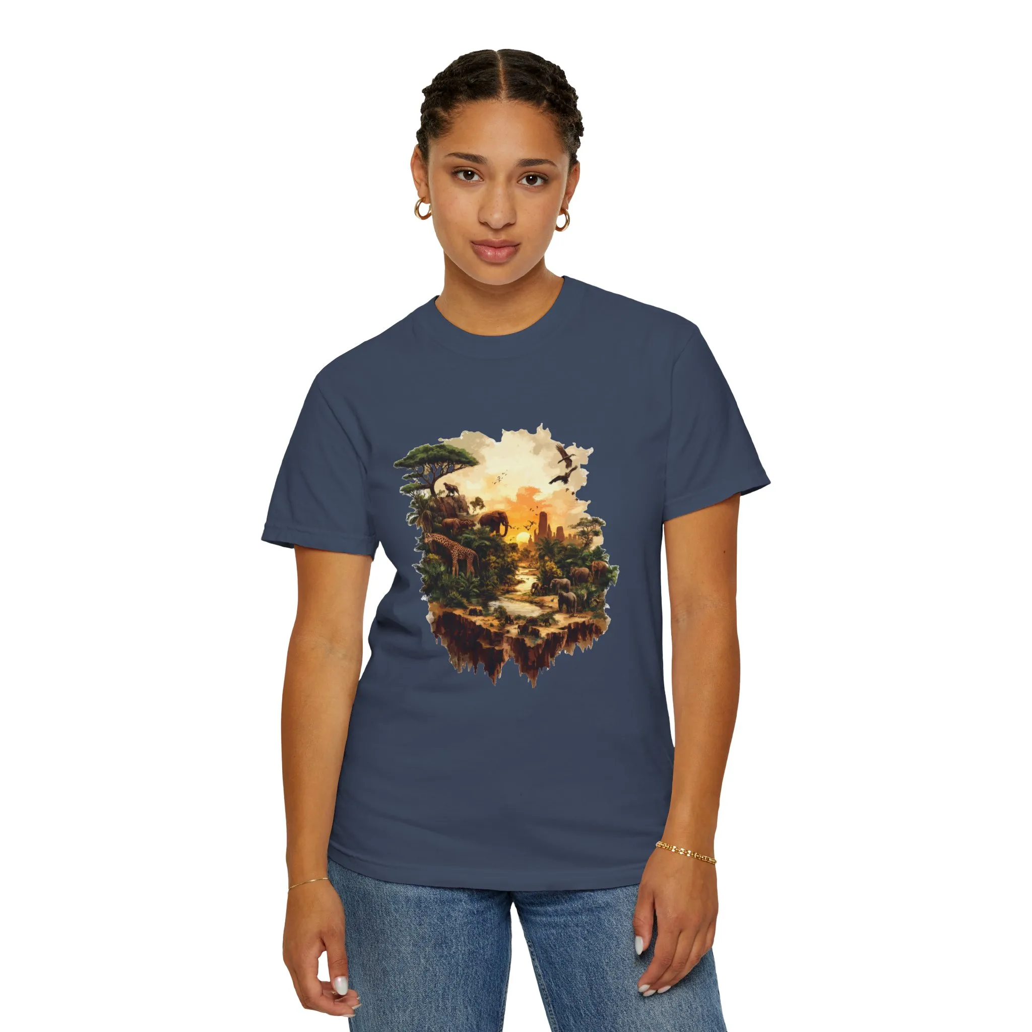 Adventure-Inspired Unisex Garment-Dyed T-Shirt with Nature Scene - Image 24
