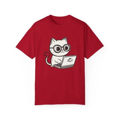 Cute Cat Gamer Unisex Garment-Dyed T-Shirt - Image 41