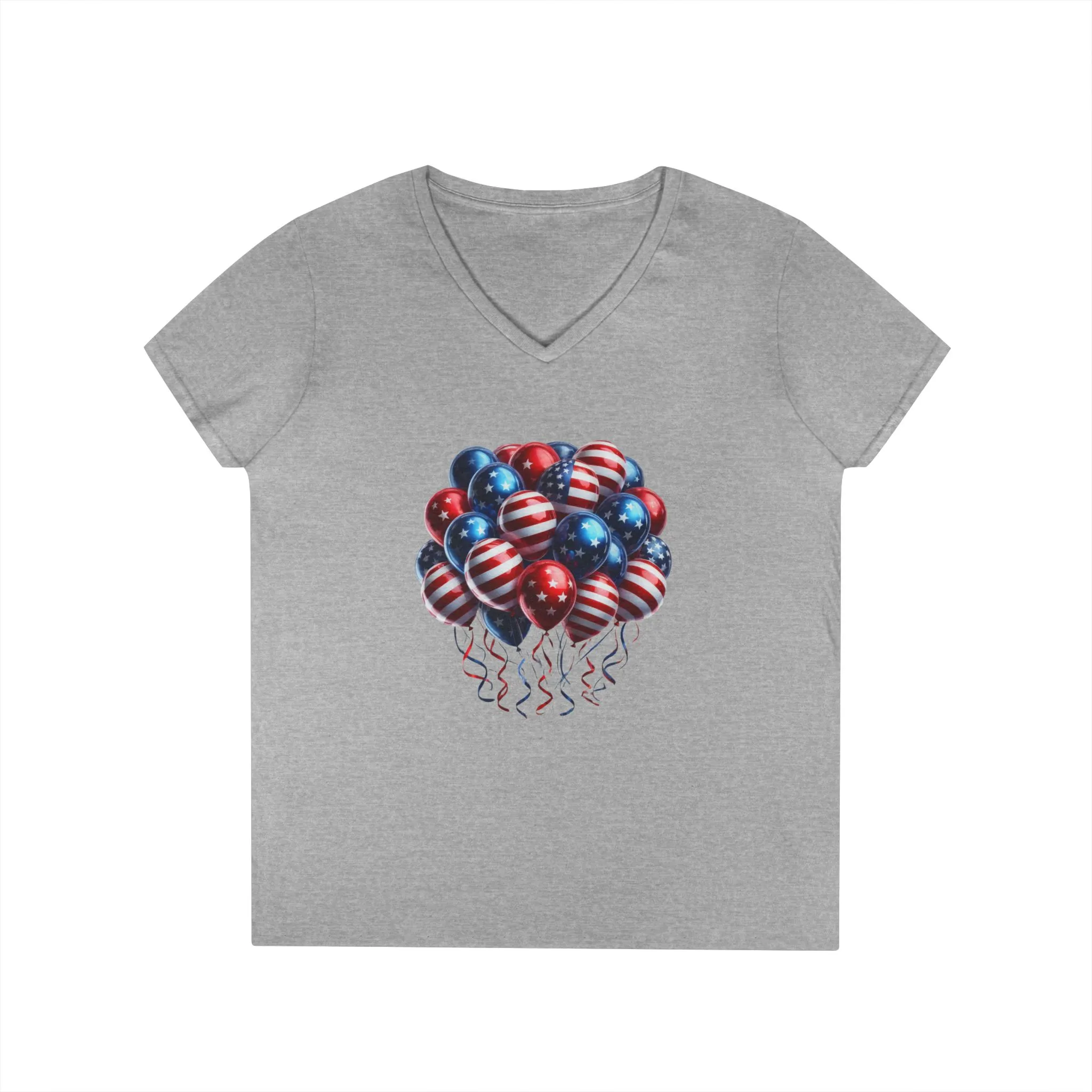 Patriotic Balloon V-Neck T-Shirt for Independence Day - Image 3