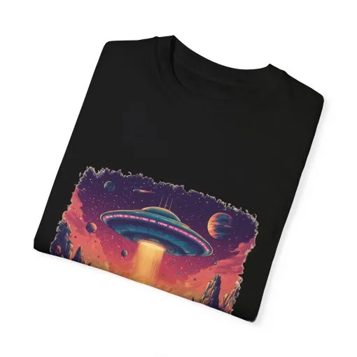Galactic Adventure Unisex T-Shirt - UFO and Cosmic Landscape Design - Image 26