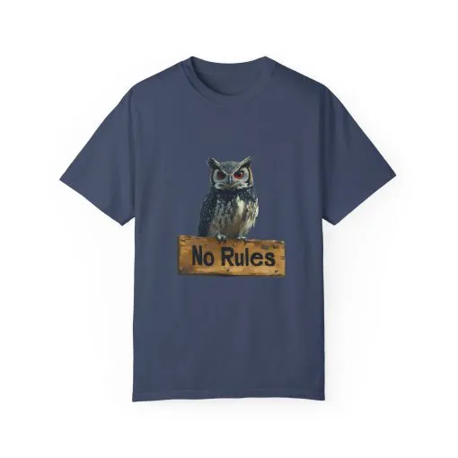 Funny Owl T-Shirt - "No Rules" Unisex Garment-Dyed Tee for Animal Lovers - Image 29