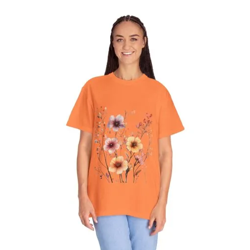 Floral Garden Unisex Garment-Dyed T-Shirt - Perfect for Spring and Casual Wear - Image 7