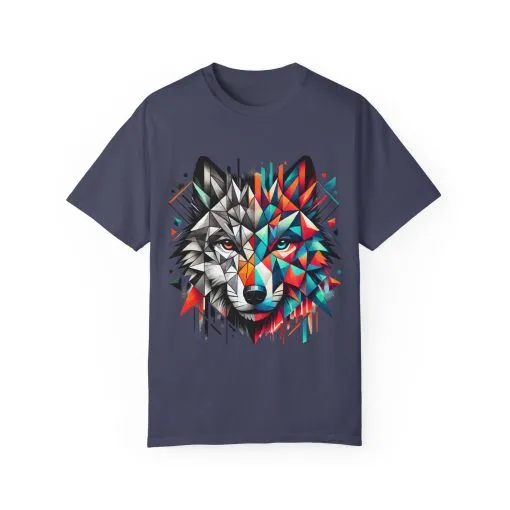 Vibrant Wolf Design Unisex Garment-Dyed T-Shirt - Colorful Art Tee - Image 2