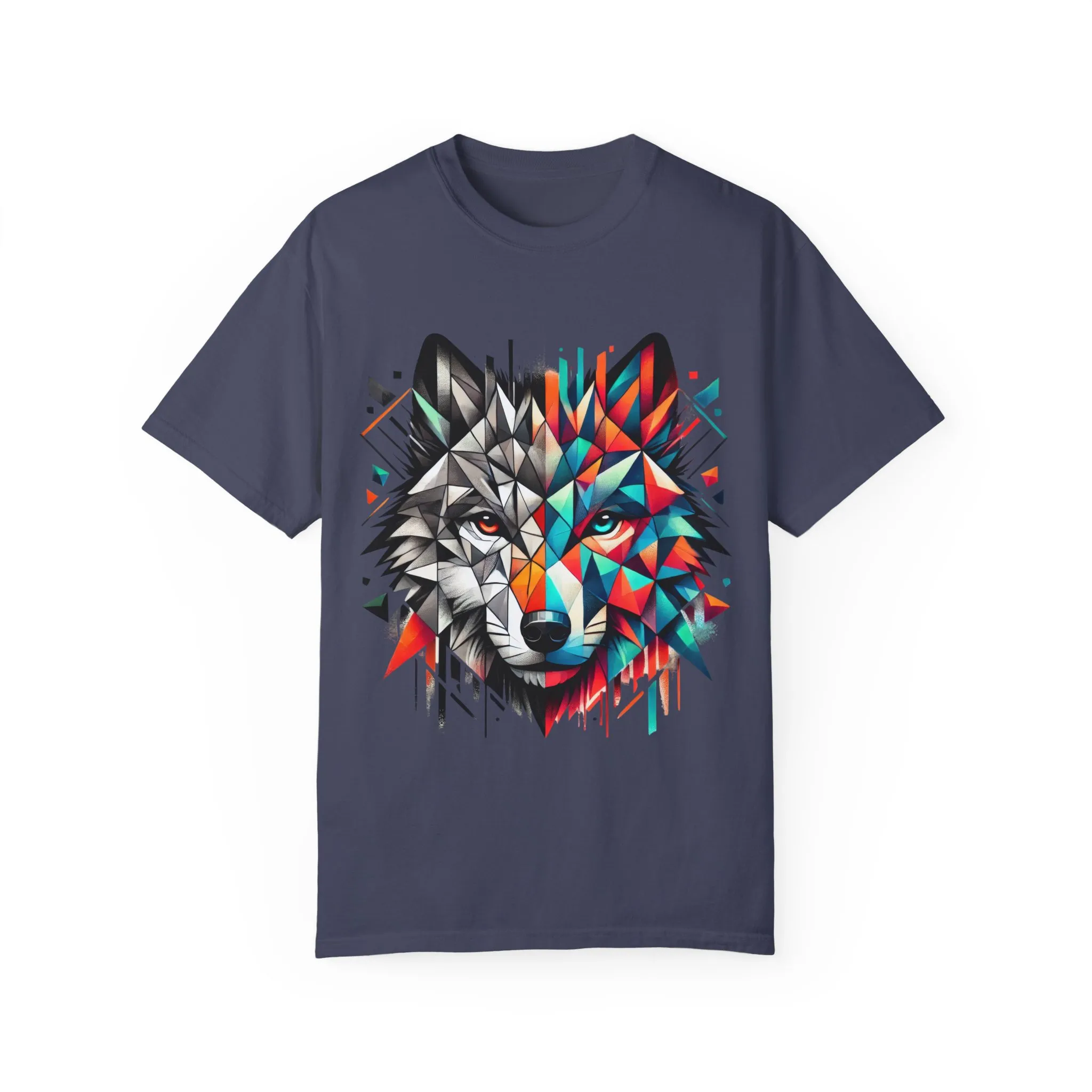 Vibrant Wolf Design Unisex Garment-Dyed T-Shirt - Colorful Art Tee - Image 2
