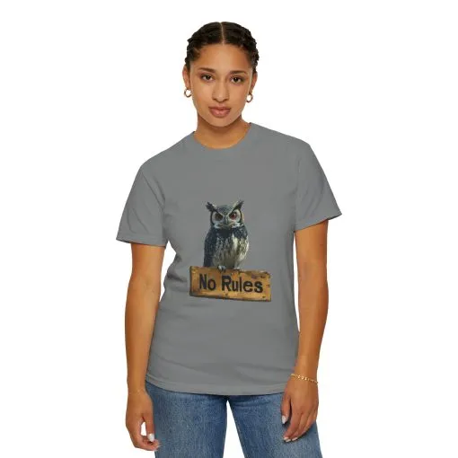 Funny Owl T-Shirt - "No Rules" Unisex Garment-Dyed Tee for Animal Lovers - Image 8