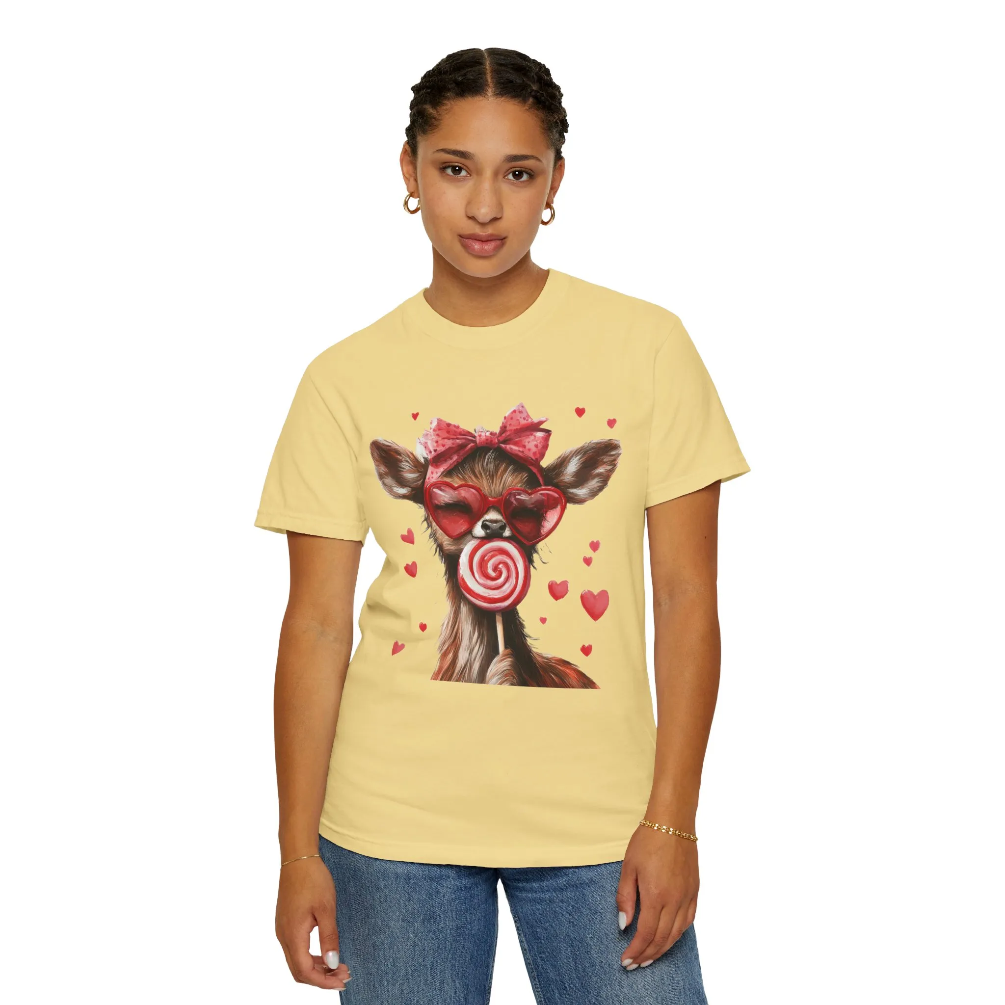 Cute Valentine’s Day Deer T-Shirt - Garment-Dyed Unisex Tee with Heart Design - Image 15