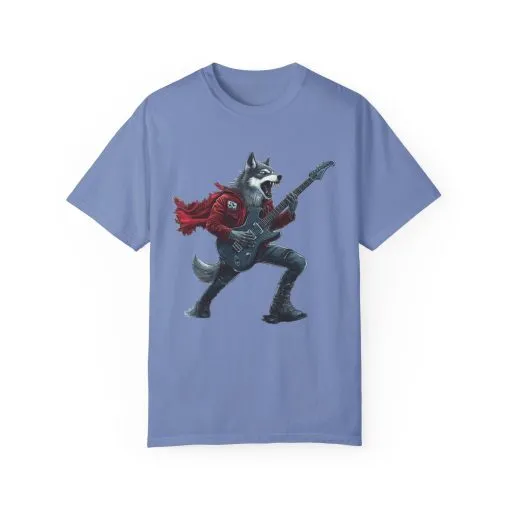 Rockin' Wolf Unisex Garment-Dyed T-Shirt - Perfect for Music Lovers - Image 5