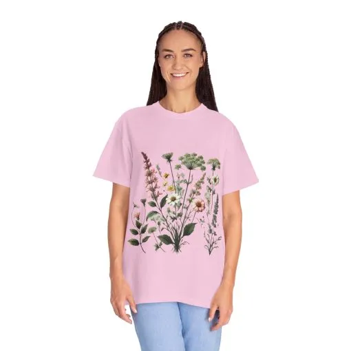 Botanical Print Unisex Garment-Dyed T-Shirt | Eco-Friendly Floral Tee for Nature Lovers - Image 35